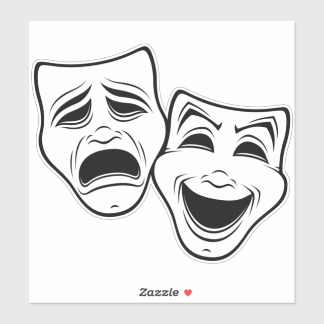 Sticker Comédie Et Tragédie Théâtre Masque La Ligne Noire (Feuille)