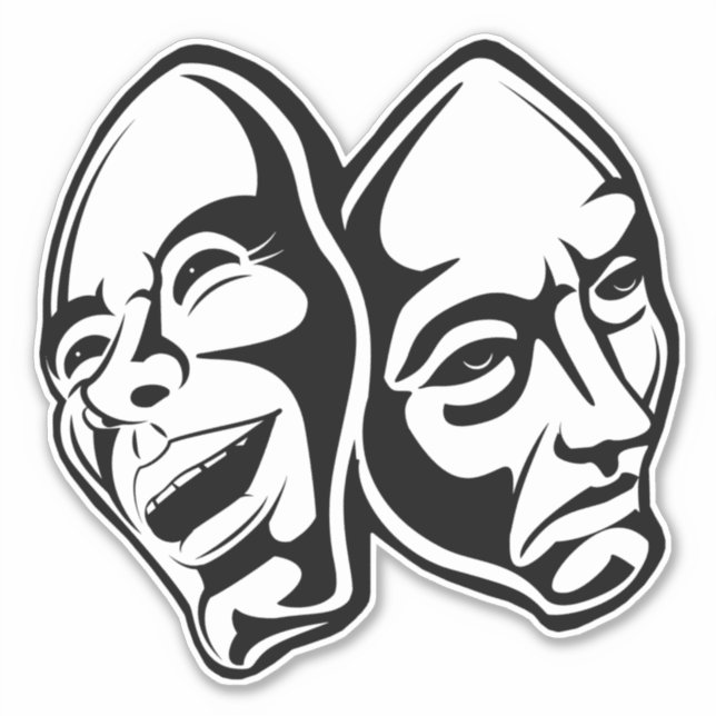 Sticker Comédie Tragédie théâtrale masques masquer la vie  (Devant)
