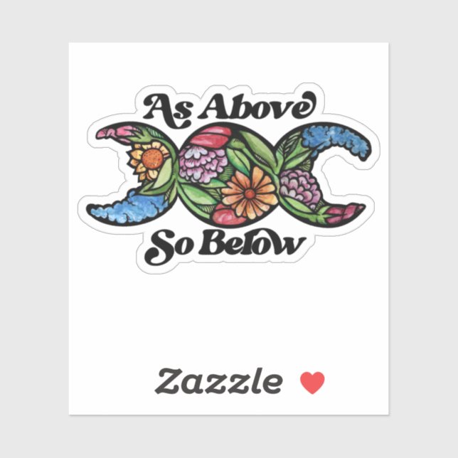 Sticker Comme Ci-Dessus Ainsi Ci-Dessous Triple Moon Symbo (Feuille)