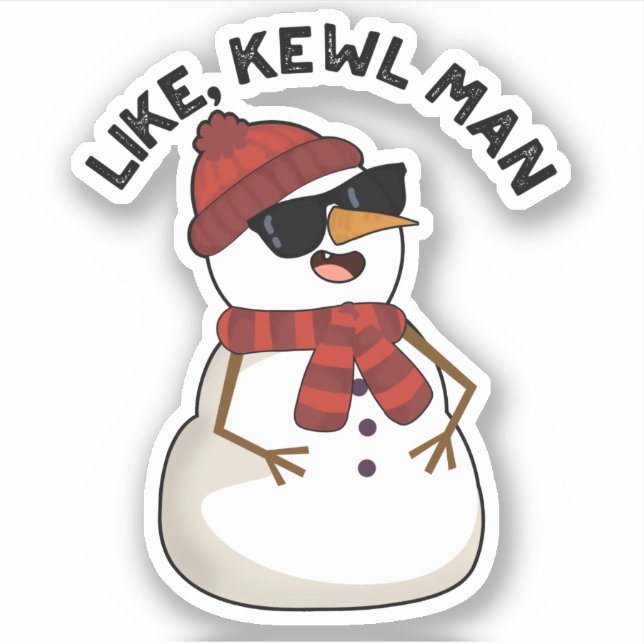 Sticker Comme Kewl Man Drôle Cool Snowman Pun (Devant)