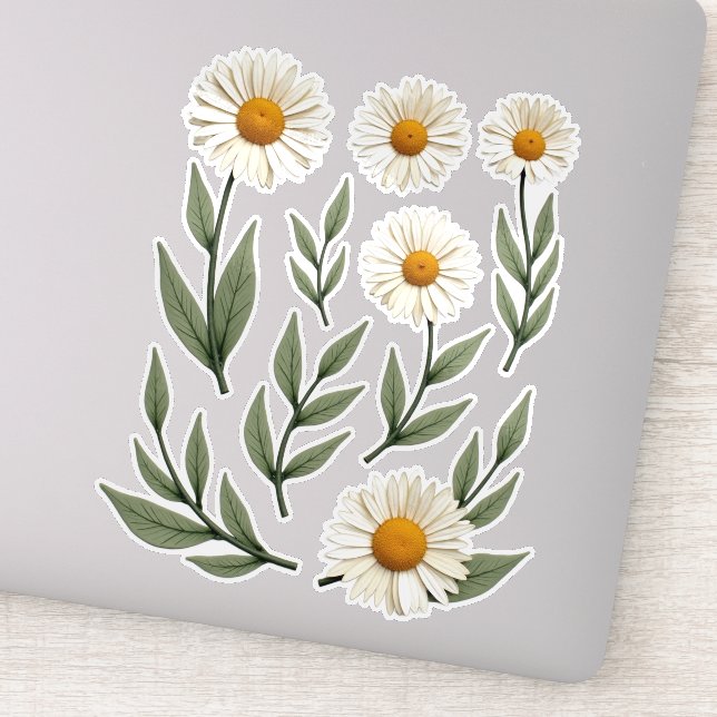 Sticker Composition Florale Marguerite Blanche (Détail)