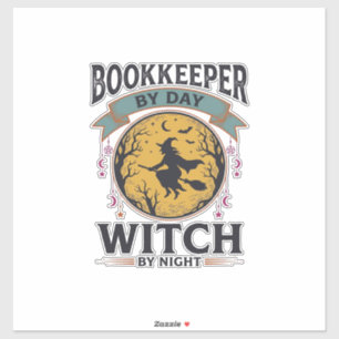 Sticker Comptable le jour Sorcière la nuit Vintage T-shirt