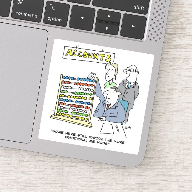 Sticker Comptable utilisant un abacus au travail. Drôle (Détail)