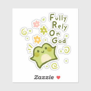 Sticker Compter entièrement sur Dieu - Matcha la grenouill