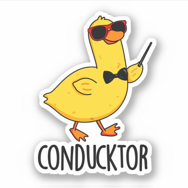 Sticker Con-duck-tor Funny Music Conducteur Canard Pun (Devant)