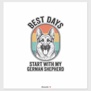 Sticker Conception d'amour de chien d'art rétro Berger All