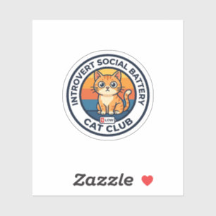 Sticker Conception de chat de batterie sociale introverti 