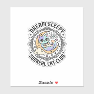 Sticker Conception de chat surréaliste endormi rêveur - 