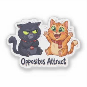 Sticker Conception de chats mignons attirés par les opposé