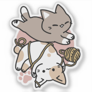Sticker Conception de chats mignons et joueurs – Art de pa