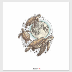 Sticker Conception de chemise de gravure de tortue de mer