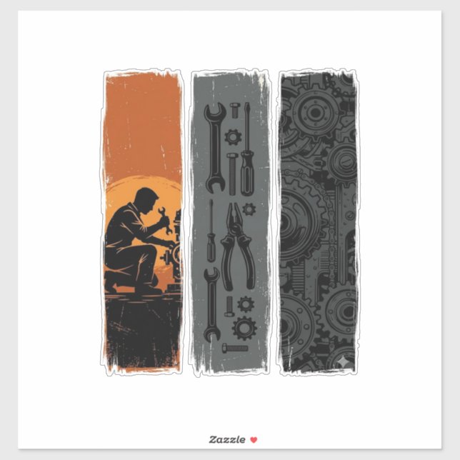 Sticker Conception de chemise triptyque d'outils de mécani (Feuille)