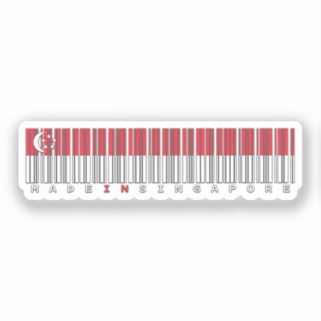 Sticker Conception de drapeau à code-barres Made in Singap (Recto)