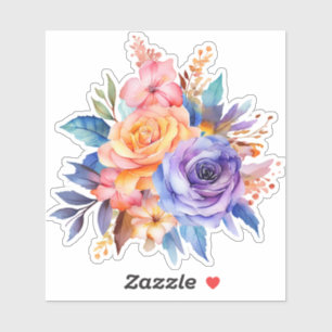 Sticker Conception de fleurs de rose aquarelle-58392