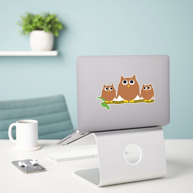 Sticker Conception de hiboux bruns (Ordinateur portable sur le bureau)