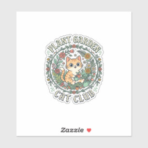 Sticker Conception de plante de jardin de chat drôle - Pla