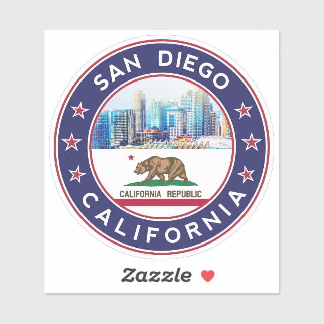 Sticker Conception de San Diego avec Drapeau de Californie (Feuille)