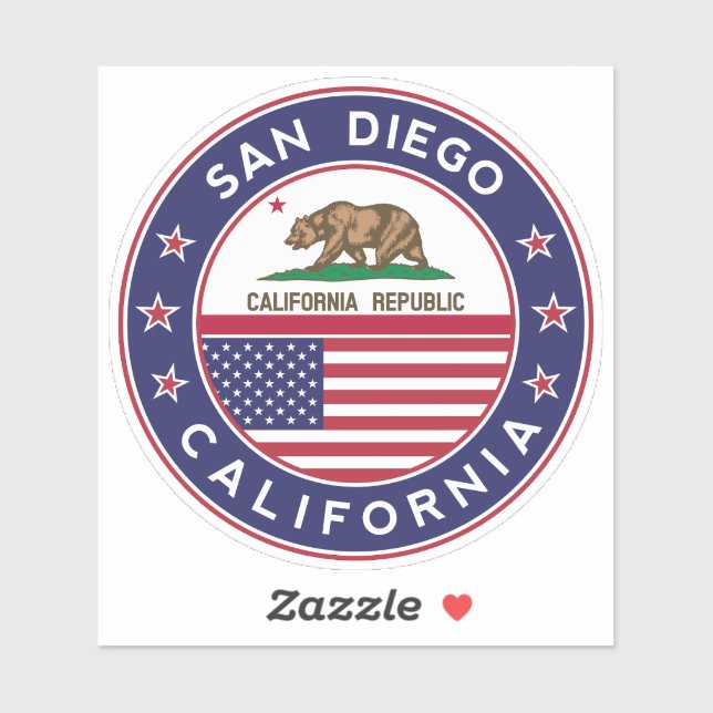 Sticker Conception de San Diego avec Drapeau de Californie (Feuille)