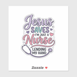 Sticker Conception de t-shirt Jésus Sauve l'infirmière Foi