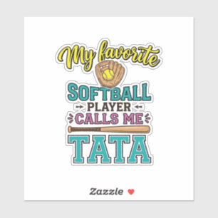 Sticker Conception de T-shirt Mon Joueur de Softball Favor