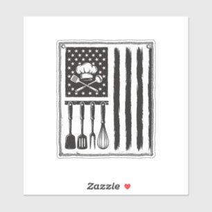 Sticker Conception de T-shirt Ustensiles de Cuisine Drapea