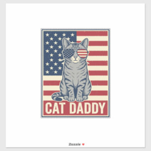 Sticker Conception de vecteur de chat patriotique Cat Dadd