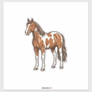 Sticker Conception de vecteur de cheval Pinto gravé antiqu