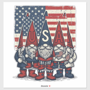 Sticker Conception de vecteur vintage de trio de gnome USA