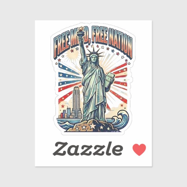 Sticker Conception d'esprit libre nation libre (Feuille)