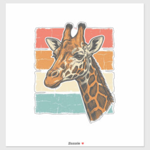 Sticker Conception vectorielle de tête de girafe rétro vin