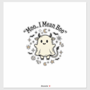 Sticker Conception Vintage Halloween Fantôme Vache Mignonn