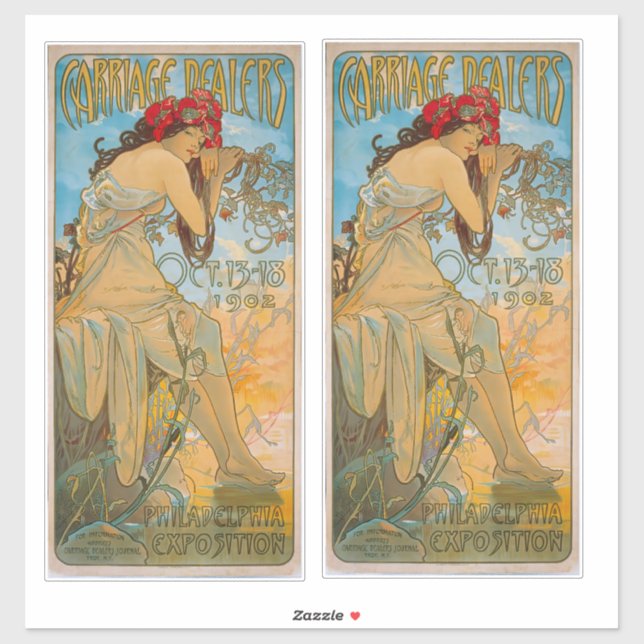Sticker Concessionnaires de transport par Alphonse Mucha ( (Feuille)
