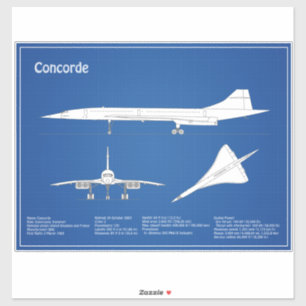 Sticker Concorde - Plan de dessin plan d'avion ABD