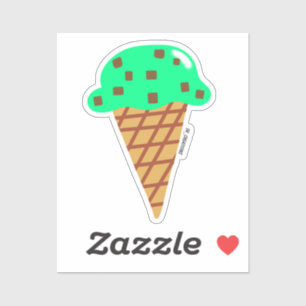 Sticker Cône de crème glacée au chocolat à la menthe