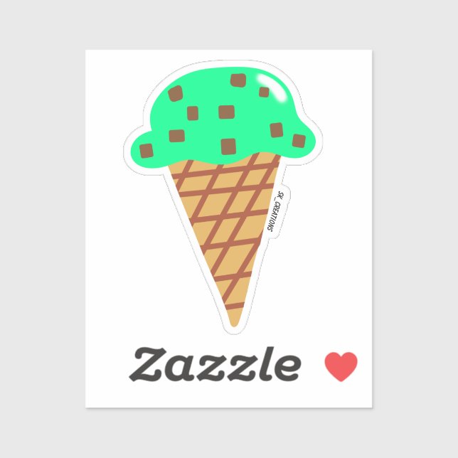 Sticker Cône de crème glacée au chocolat à la menthe (Feuille)