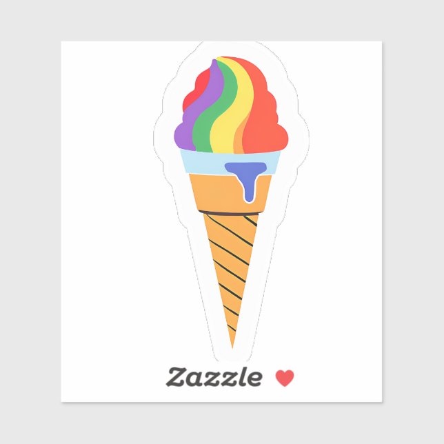 Sticker cône de glace arc-en-ciel (Feuille)