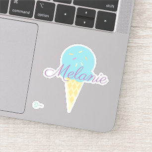 Sticker Cône de glace mignon avec paillettes 