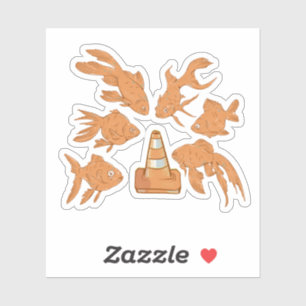 Sticker Cônes de la route et poisson rouge orange