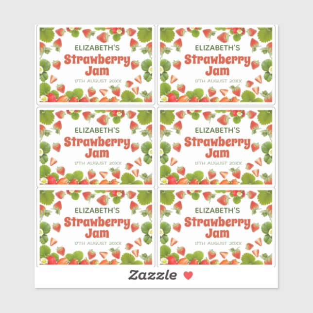 Sticker Confiture de fraises maison (Feuille)