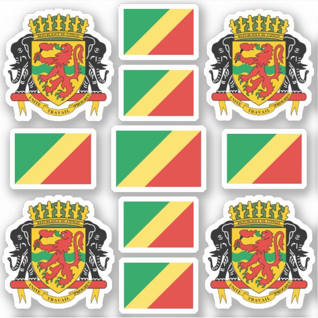 Sticker Congolese national symbols /Coat of arms and fla (Devant)