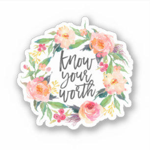 Sticker Connaissez Votre Valeur, Citation Inspirationnelle