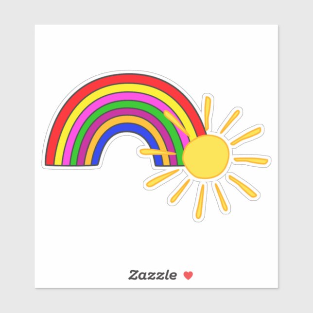 Sticker Contour Arc-En-Ciel Et Soleil (Feuille)