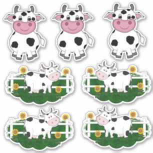 Sticker Contour Vache Cartoon Asst.