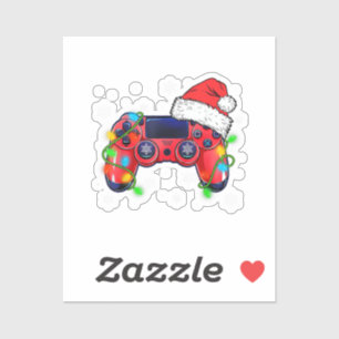 Sticker Contrôleur de jeu vidéo chapeau de Noël Santa Game