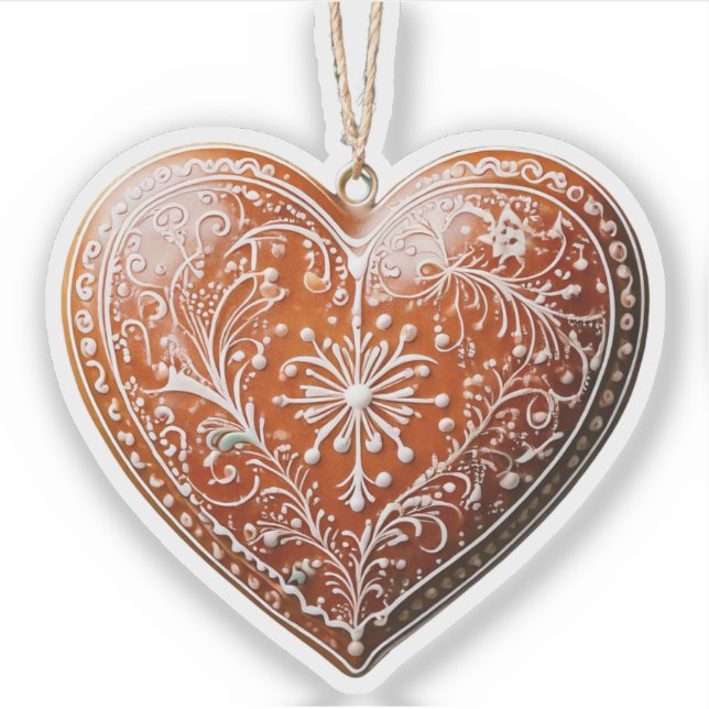 Sticker Cookie de Noël rustique Décoré traditionnel (Devant)