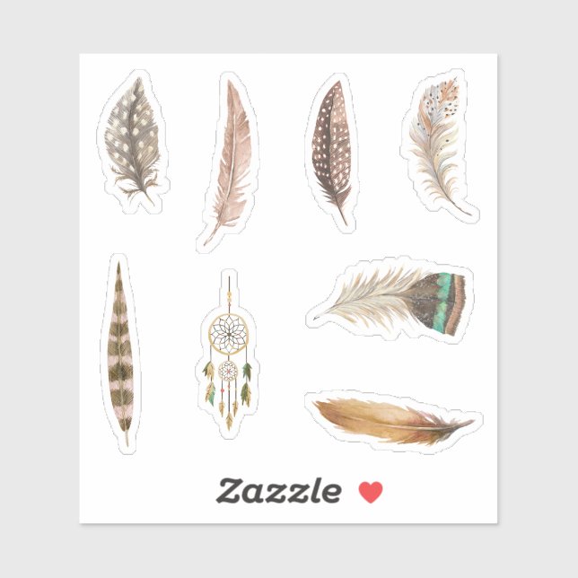 Sticker Cool Bird indian plumes d'eau scrapbook (Feuille)