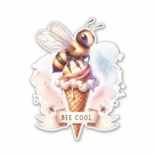 Sticker Cool d'abeilles - Abeille sur le cône de crème gla