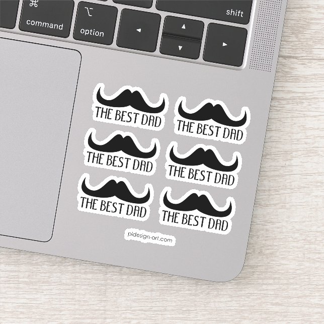 Sticker Cool Le meilleur papa Black Mustache Fête des père (Détail)