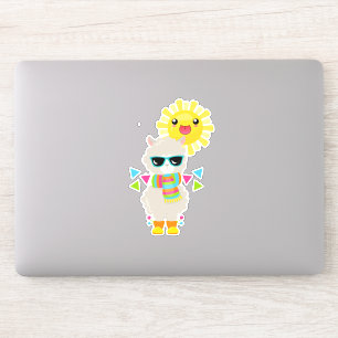 Sticker Cool Llama et souriant Kawaii Sun