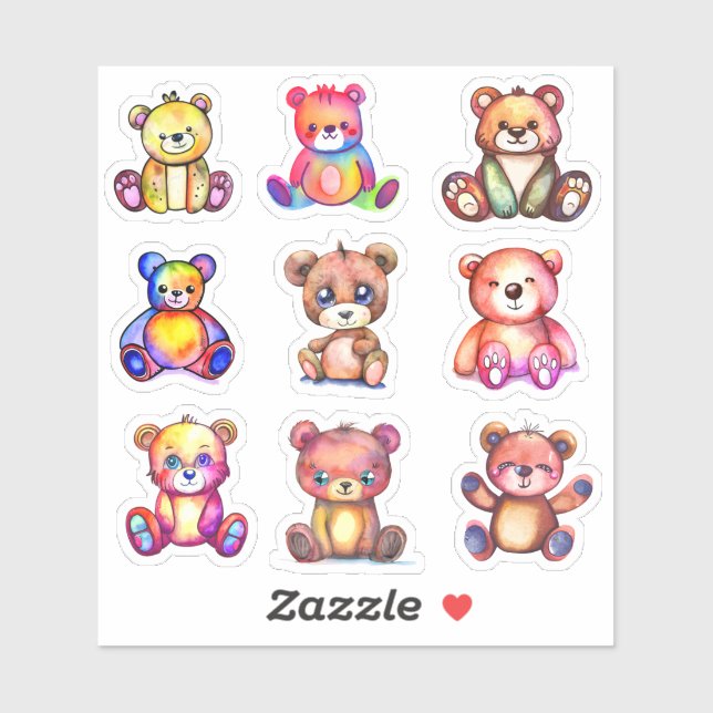 Sticker Cool Ours mou Teddy positif (Feuille)